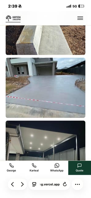 Newly poured concrete driveway by Kayssa Landscaping